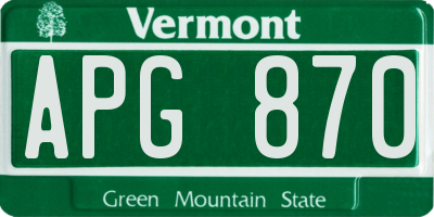 VT license plate APG870