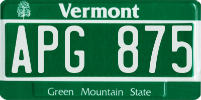 VT license plate APG875