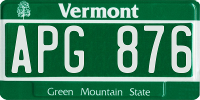 VT license plate APG876