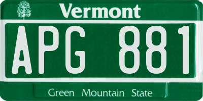 VT license plate APG881