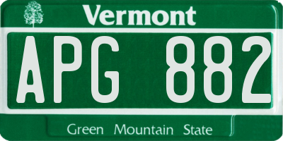 VT license plate APG882