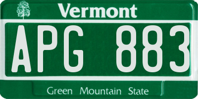 VT license plate APG883