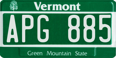 VT license plate APG885