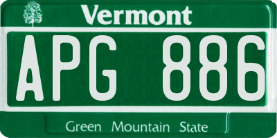 VT license plate APG886