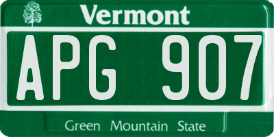 VT license plate APG907