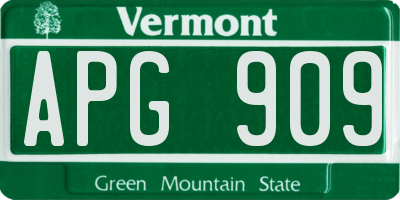 VT license plate APG909
