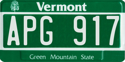VT license plate APG917