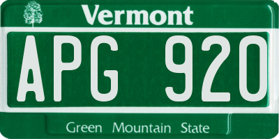 VT license plate APG920