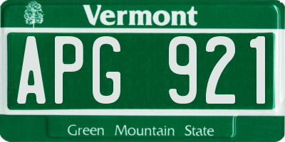 VT license plate APG921
