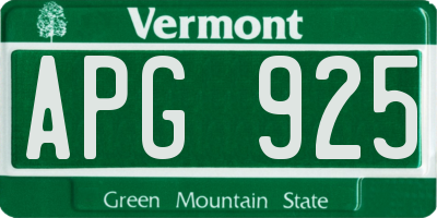 VT license plate APG925