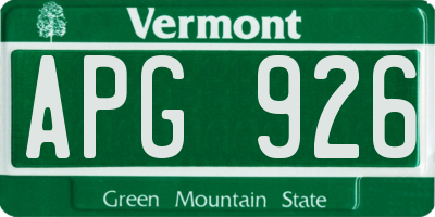 VT license plate APG926