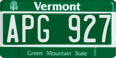 VT license plate APG927