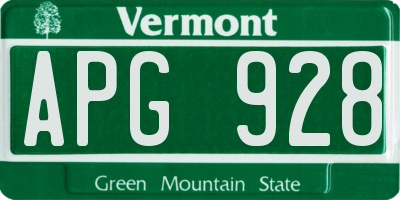 VT license plate APG928
