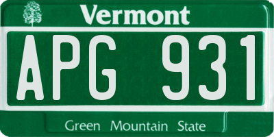 VT license plate APG931