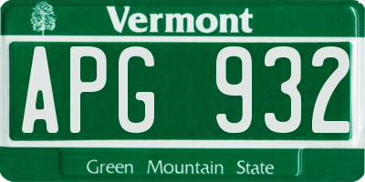 VT license plate APG932