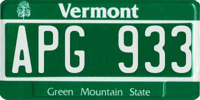 VT license plate APG933