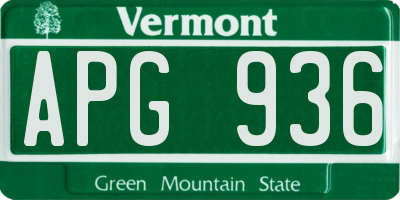 VT license plate APG936
