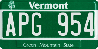 VT license plate APG954