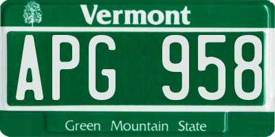 VT license plate APG958