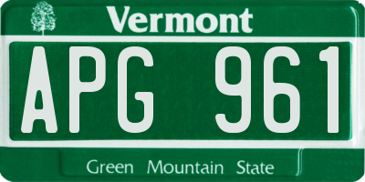 VT license plate APG961