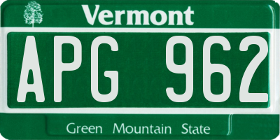 VT license plate APG962
