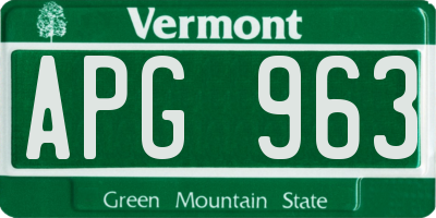 VT license plate APG963