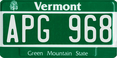 VT license plate APG968