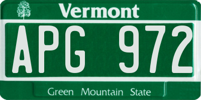 VT license plate APG972