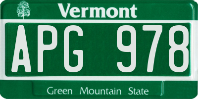 VT license plate APG978