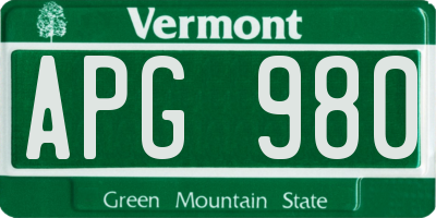 VT license plate APG980