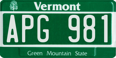 VT license plate APG981