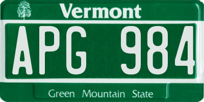 VT license plate APG984
