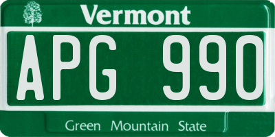 VT license plate APG990