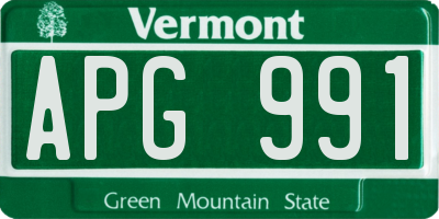 VT license plate APG991