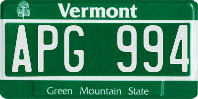 VT license plate APG994