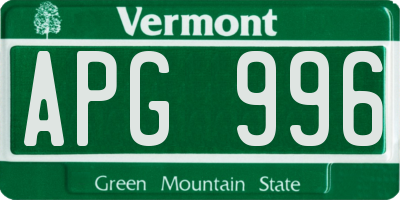 VT license plate APG996