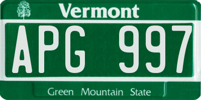 VT license plate APG997