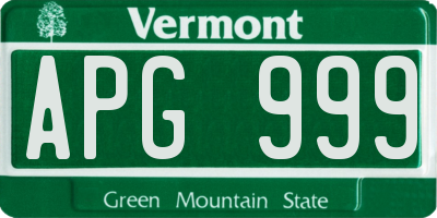 VT license plate APG999
