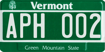 VT license plate APH002