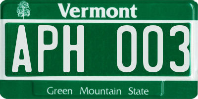VT license plate APH003