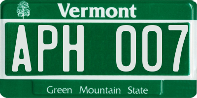 VT license plate APH007