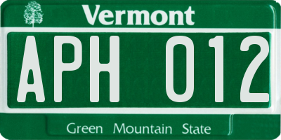 VT license plate APH012