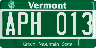 VT license plate APH013