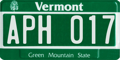 VT license plate APH017