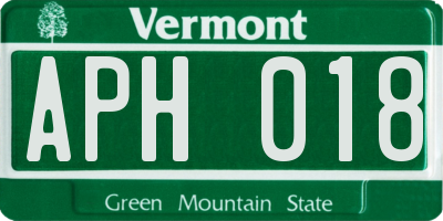 VT license plate APH018