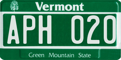 VT license plate APH020