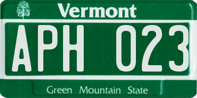 VT license plate APH023