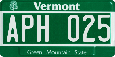 VT license plate APH025