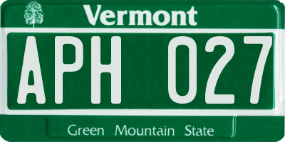 VT license plate APH027