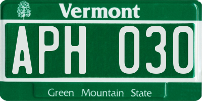 VT license plate APH030